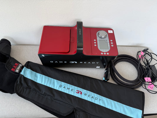 Dispositivo di criocompressione portatile (Game Ready®) usato certificato + fascia gamba intera