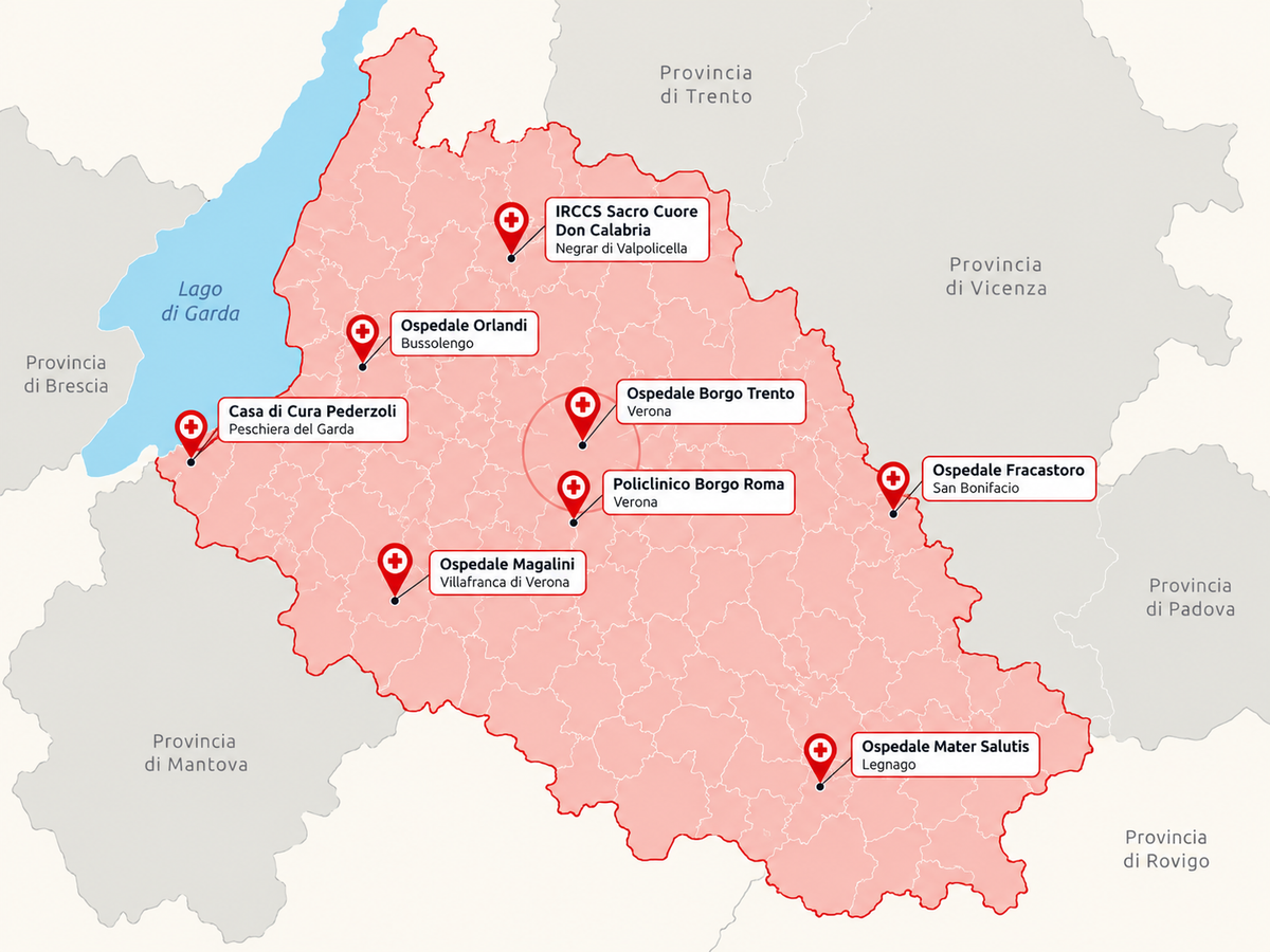 Mappa degli ospedali di Verona e provincia