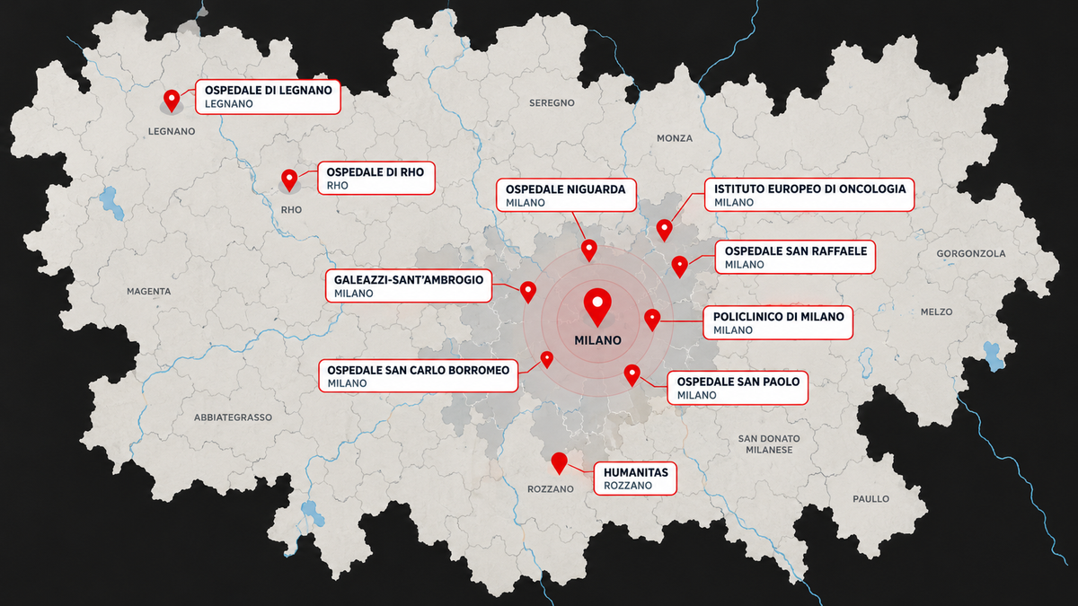 Mappa degli ospedali di Milano e provincia