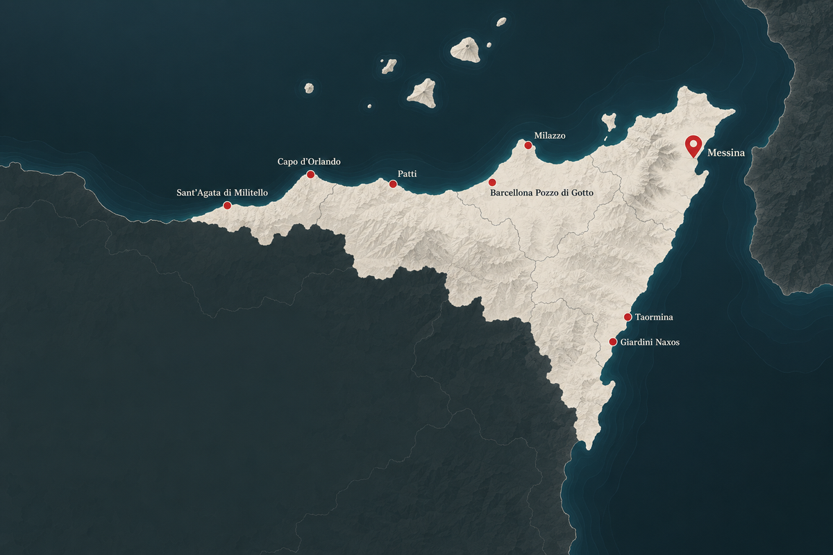 Mappa dell’area di consegna di Messina e provincia