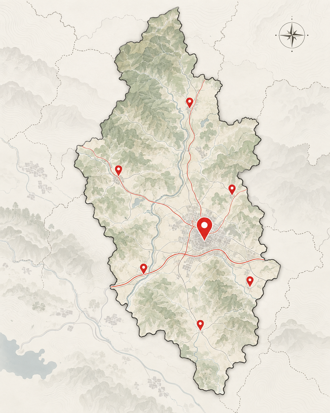 Mappa delle aree servite di Prato e provincia