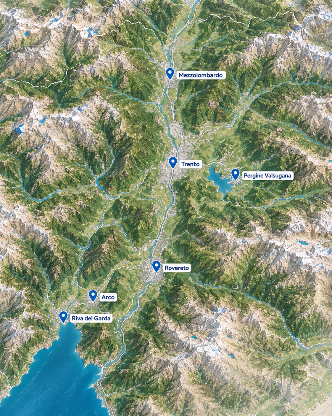 Mappa della copertura di Trento e provincia